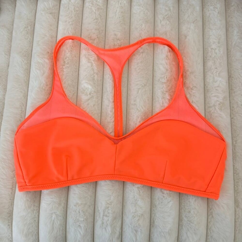 Lululemon Water: Salty Swim Sport Top Bikini Bra Reversible Orange Gray Women 10